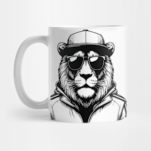 King of the Jungle - Street art Lion / white-black style. Mug